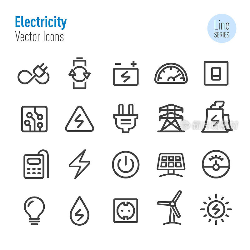 Electricity Icons - Vector Line Series